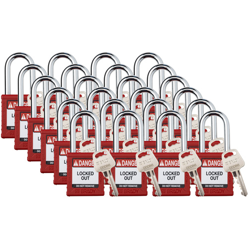 Cadenas de verrouillage Velocity, Rouge, Cl&eacute;s diff&eacute;rentes, Nylon, Largeur de 1-1/2" Dufferin Supply