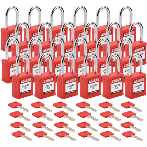 Cadenas de verrouillage Velocity, Rouge, Cl&eacute;s identiques, Nylon, Largeur de 1-1/2" Dufferin Supply