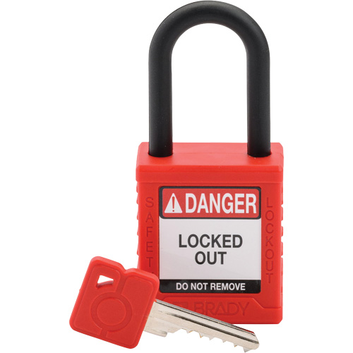 Cadenas de verrouillage de s&eacute;curit&eacute; Velocity, Rouge, Cl&eacute;s diff&eacute;rentes, Nylon, Largeur de 1-1/2" Dufferin Supply