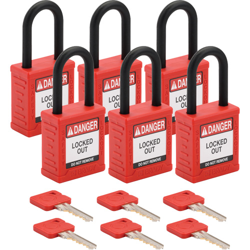 Cadenas de verrouillage Velocity, Rouge, Cl&eacute;s identiques, Nylon, Largeur de 1-1/2" Dufferin Supply