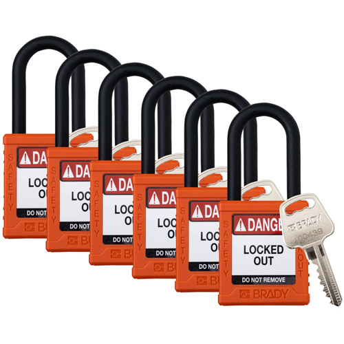 Cadenas de verrouillage Velocity, Orange, Cl&eacute;s identiques, Nylon, Largeur de 1-1/2" Dufferin Supply