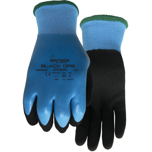Gants hydrofuges Stealth Black Ops, Taille Petit, Calibre 15, Rev&ecirc;tement Latex de caoutchouc, Enveloppe en Fibre de verre/Polyester, ASTM ANSI niveau A4 Dufferin Supply