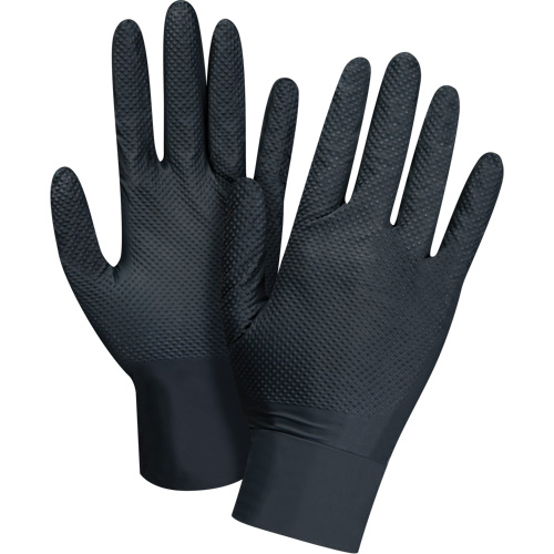 Heavyweight Tactile Grip Examination Gloves, Small, Nitrile, 8-mil, Powder-Free, Black Dufferin Supply