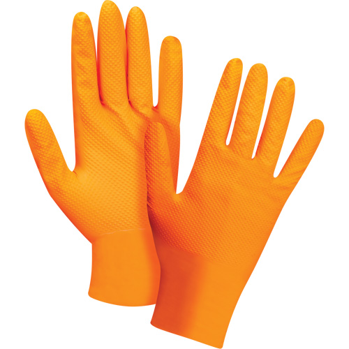 Heavyweight Tactile Grip Examination Gloves, Small, Nitrile, 8-mil, Powder-Free, Orange Dufferin Supply