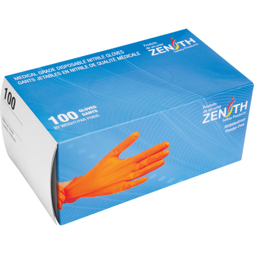 Heavyweight Tactile Grip Examination Gloves, Small, Nitrile, 8-mil, Powder-Free, Orange Dufferin Supply