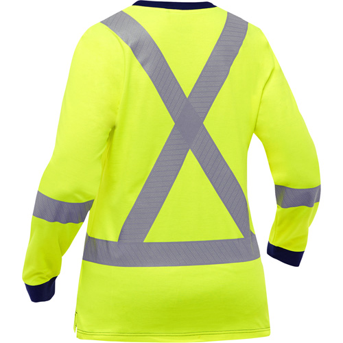 Chemise &agrave; manches longues et X au dos Bisley pour femmes, Poly-coton, Petit, Jaune lime haute visibilit&eacute; Dufferin Supply