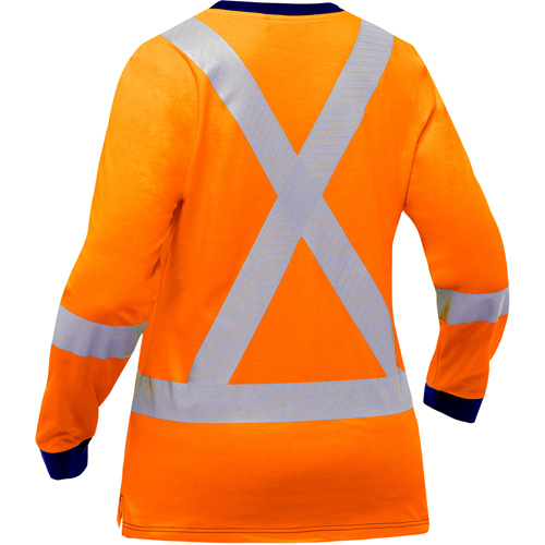 Chemise &agrave; manches longues et X au dos Bisley pour femmes, Poly-coton, Petit, Orange haute visibilit&eacute; Dufferin Supply