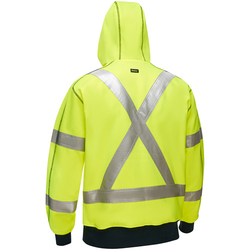 Bisley&reg; X-Back Full Zip Hooded Sweatshirt with Sherpa Lining, Small, High Visibility Lime-Yellow Dufferin Supply