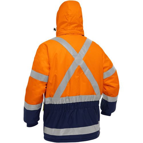 Bisley&reg; X-Back Extreme Cold Jacket with Navy Bottom, Polyester, High Visibility Orange, Large Dufferin Supply