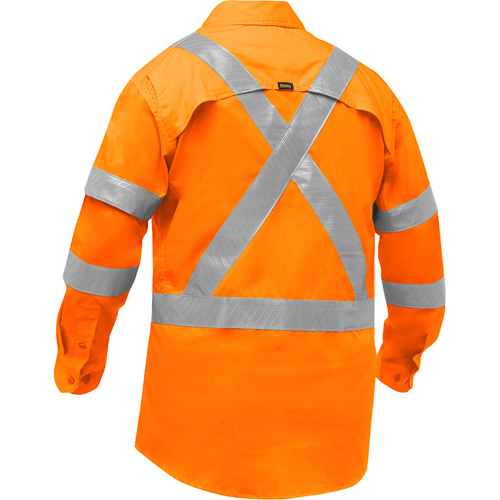 Chemise de travail &agrave; manches longues et X au dos Bisley avec X-Airflow, Poly-coton, Petit, Orange haute visibilit&eacute; Dufferin Supply
