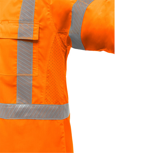 Chemise de travail &agrave; manches longues et X au dos Bisley avec X-Airflow, Poly-coton, Petit, Orange haute visibilit&eacute; Dufferin Supply