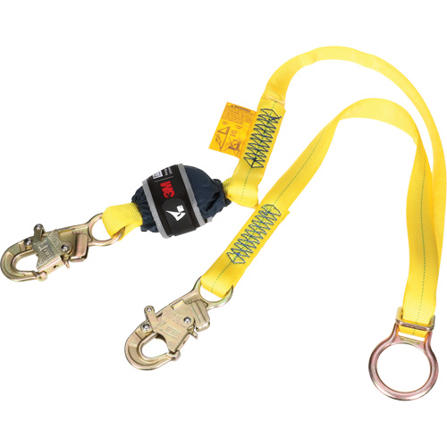 Tie-Back Web Shock-Absorbing Lanyard, 6', Snap Hook Center, Snap Hook Leg Ends, Polyester Dufferin Supply