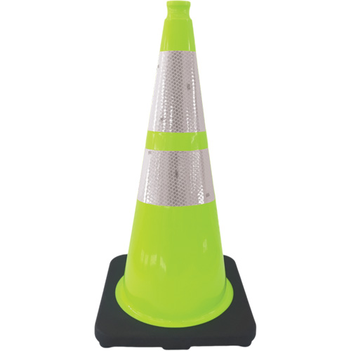 Premium Traffic Cone, 28", Lime Green, 4" & 6" Reflective Collar(s) Dufferin Supply