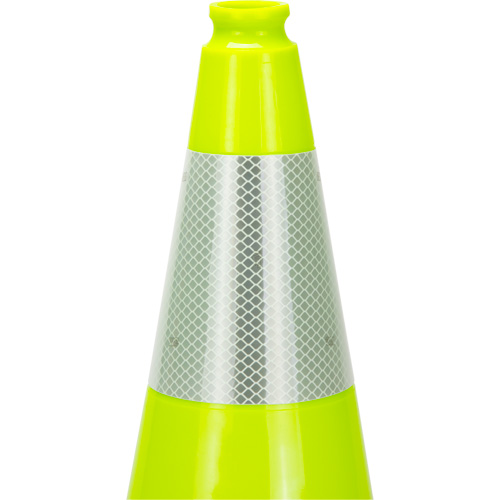 C&ocirc;ne de signalisation de premi&egrave;re qualit&eacute;, 18", Vert lime, Bande(s) r&eacute;fl&eacute;chissante(s) 6" Dufferin Supply