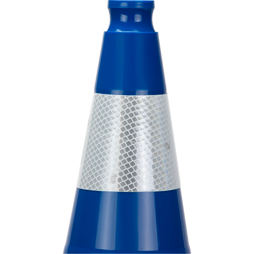 C&ocirc;ne de signalisation de premi&egrave;re qualit&eacute;, 28", Bleu, Bande(s) r&eacute;fl&eacute;chissante(s) 4" Dufferin Supply