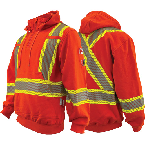 Atlas Guardian&reg; FR/AR Quarter-Zip Hoodies, Men's, Medium, High Visibility Orange, 18 cal/cm² Dufferin Supply