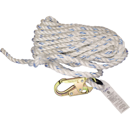Cordage de s&eacute;curit&eacute; verticale avec mousqueton de 3/4" et cosse cœur Dufferin Supply