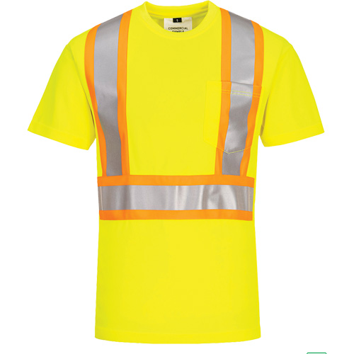 T-shirt de s&eacute;curit&eacute; &agrave; bandes contrastantes, Polyester, Petit, Jaune lime haute visibilit&eacute; Dufferin Supply