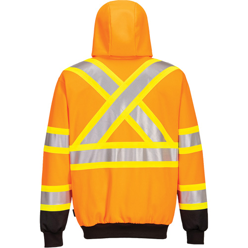 Contrast-Striped Safety Hoodie, Small, Black/High Visibility Orange Dufferin Supply