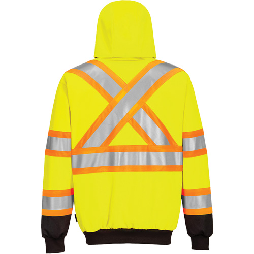Contrast-Striped Safety Hoodie, Small, Black/High Visibility Lime-Yellow Dufferin Supply