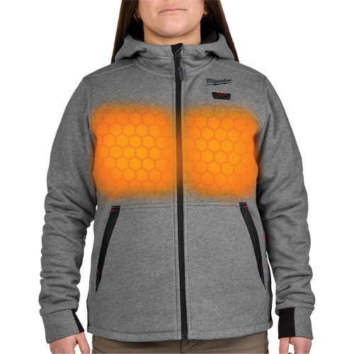 M12 Heated Hoodie with Battery, Women's, X-Large, Grey, Poly-Cotton Dufferin Supply