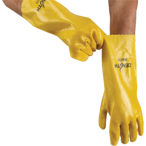 Gants &agrave; fini rugueux et r&eacute;sistants aux produits chimiques, Taille 9, 14" lo, PVC, Doublure en Interlock, 47-mil Dufferin Supply