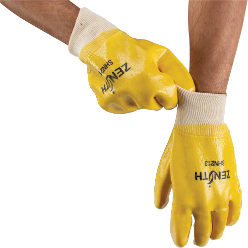 Rough-Finish Chemical-Resistant Gloves, Size 9, 10" L, PVC, Interlock Inner Lining, 47-mil Dufferin Supply