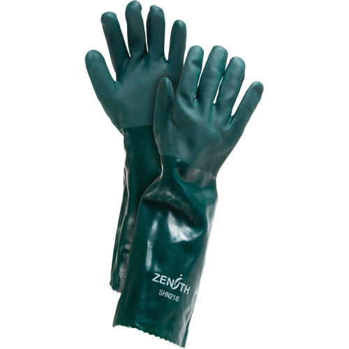 Double Dipped Green Gloves, 18" L, PVC, Cotton Jersey Inner Lining, 70-mil Dufferin Supply