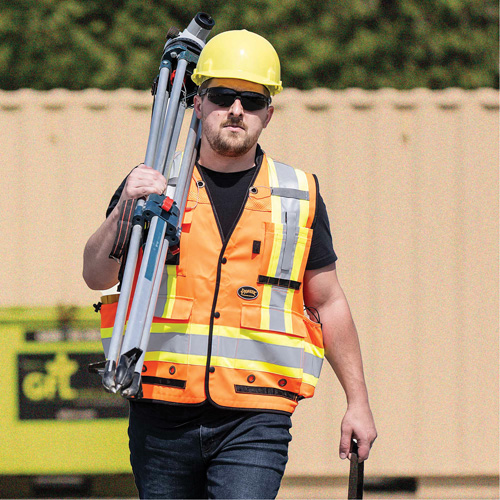 6680 Veste d'arpenteur antimicrobienne haute visibilit&eacute; avec dos en maille, Orange haute visibilit&eacute;, Petit, Polyester Dufferin Supply