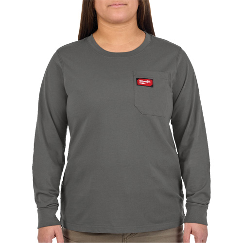 GRIDIRON Long Sleeve Pocket T-Shirt, Women's, X-Small, Grey Dufferin Supply