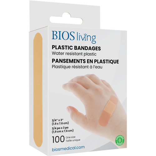 Bandages hydrofug&eacute;s, Rectangulaire/carr&eacute;e, 3", Plastique, St&eacute;rile Dufferin Supply