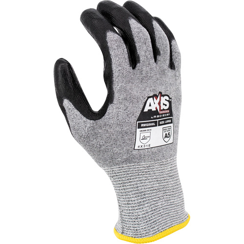 RWG566 AXIS Cut Protection Touchscreen Work Glove, Size Medium, 18 Gauge, Polyurethane Coated, Stainless Steel/HPPE Shell, ASTM ANSI Level A5/EN 388 Level E Dufferin Supply