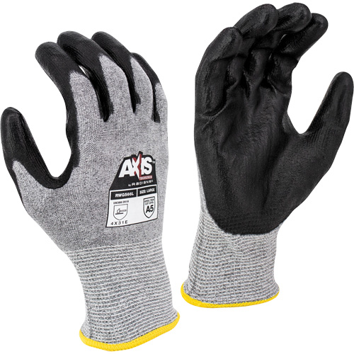 RWG566 AXIS Cut Protection Touchscreen Work Glove, Size Medium, 18 Gauge, Polyurethane Coated, Stainless Steel/HPPE Shell, ASTM ANSI Level A5/EN 388 Level E Dufferin Supply
