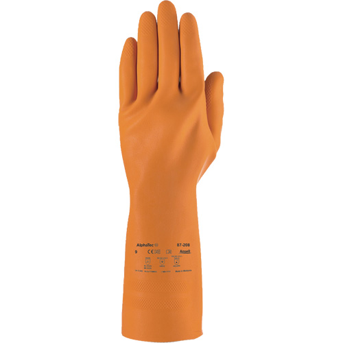 Gants robustes r&eacute;sistants aux produits chimiques AlphaTec 87-208, Taille 7, 12,8" lo, Latex de caoutchouc, Doublure en Coton/Ouat&eacute;e, 29,5 mils Dufferin Supply