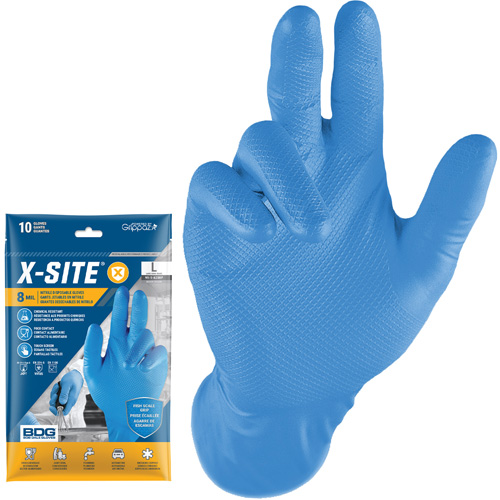 Grippaz Disposable Gloves, Small, Nitrile, 8-mil, Powder-Free, Blue Dufferin Supply