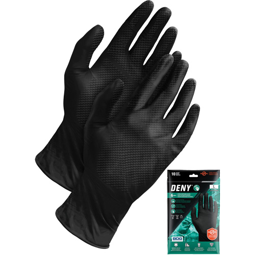 Gants jetables Deny, Petit, Nitrile, 6 mils, Sans poudre, Noir Dufferin Supply