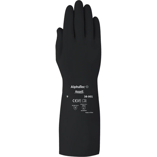 Gants d,usage moyen r&eacute;sistants aux produits chimiques AlphaTec 38001PP, Taille 7, 14" lo, Caoutchouc butyle, 14 mils Dufferin Supply