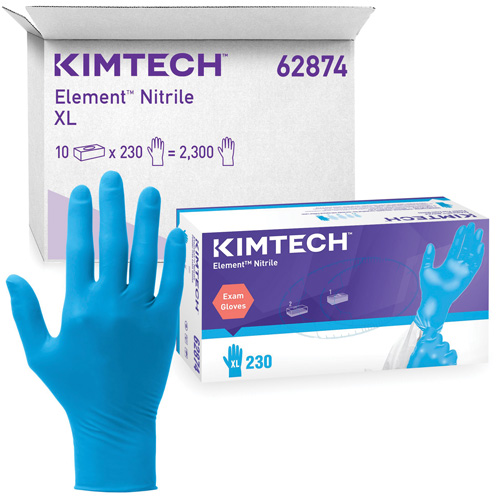 Gants d'examen Kimtech Element, T-petit, Nitrile, 3,2 mils, Sans poudre, Bleu, Classe 2 Dufferin Supply