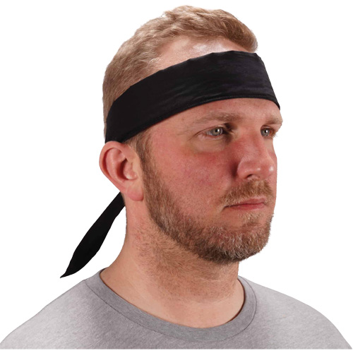 Chill-Its 6702 Cooling Headband with Embedded Polymers & Tie Closure, Black Dufferin Supply