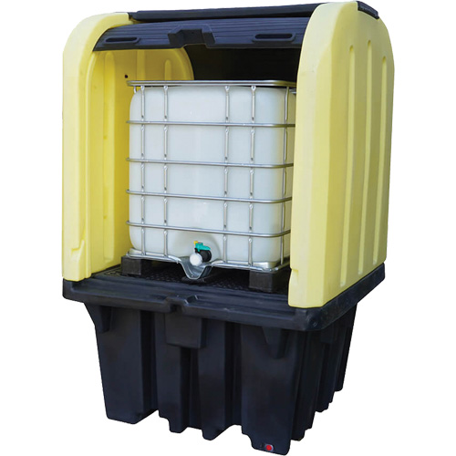 Yellow Roll Top Hardcover Spill Pallet, 65" L x 65" W x 101" H, 5000 lbs. Load Capacity Dufferin Supply
