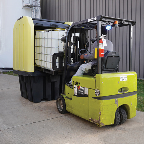 Yellow Roll Top Hardcover Spill Pallet, 65" L x 65" W x 101" H, 5000 lbs. Load Capacity Dufferin Supply