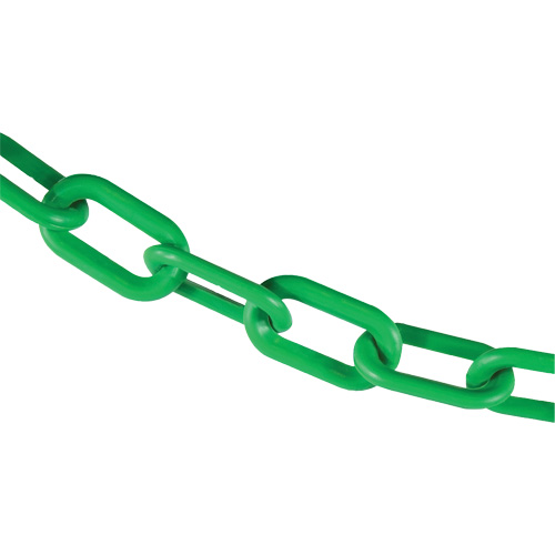 Plastic Barrier Chain, Green, 2" Link, 100' Length Dufferin Supply