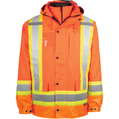 High-Visibility 7-in-1 Jacket, Polyester, High Visibility Orange, 5X-Large Dufferin Supply