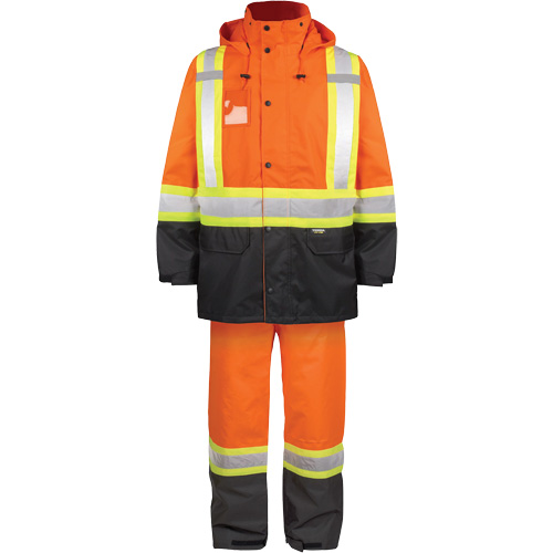 High-Visibility 150-Deniers Rain Suit, Polyester, 2X-Large, High Visibility Orange Dufferin Supply