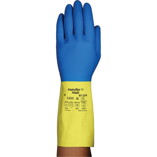 Gants r&eacute;sistants aux produits chimiques AlphaTec 87-224, Taille 7, 12,8" lo, N&eacute;opr&egrave;ne/Latex de caoutchouc, Doublure en Coton/Ouat&eacute;e, 26,8 mils Dufferin Supply