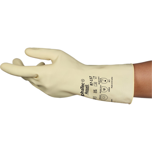 Gants naturels et l&eacute;gers AlphaTec 87-137, Taille 10, 11,8" lo, Latex de caoutchouc, 16 mils Dufferin Supply