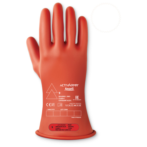 Gants isolants pour travaux &eacute;lectriques ActivArmr de classe 0, 11, 11" lo, Niveau 1, ASTM D120/ATSM F2675:2021/IEC 614821-2:2014 Dufferin Supply