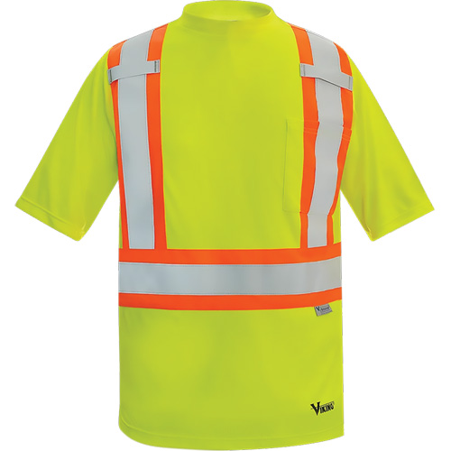 Viking&reg; Safety Bamboo Lined T-shirt, Polyester, 3X-Large, High Visibility Lime-Yellow Dufferin Supply