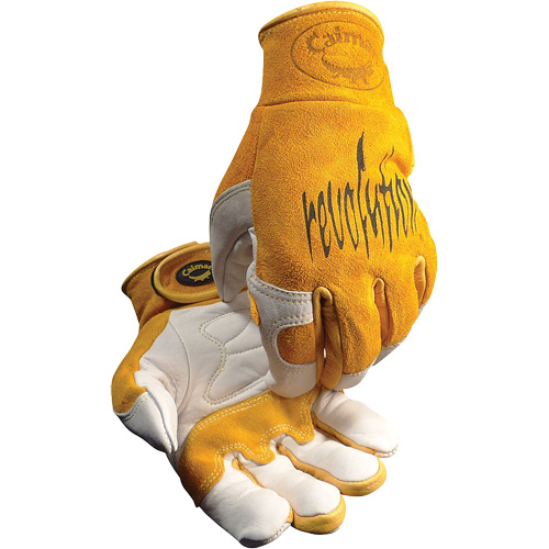 Gants de soudeur TIG/MIG de premi&egrave;re qualit&eacute; Caiman avec fermeture &agrave; boucles & crochets, Cuir de vache refendu, Taille T-Grand Dufferin Supply