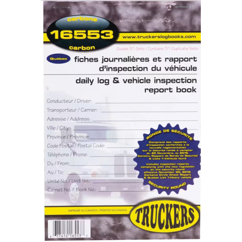 Carnet bilingue de registre quotidien et de rapport d'inspection de v&eacute;hicule Dufferin Supply